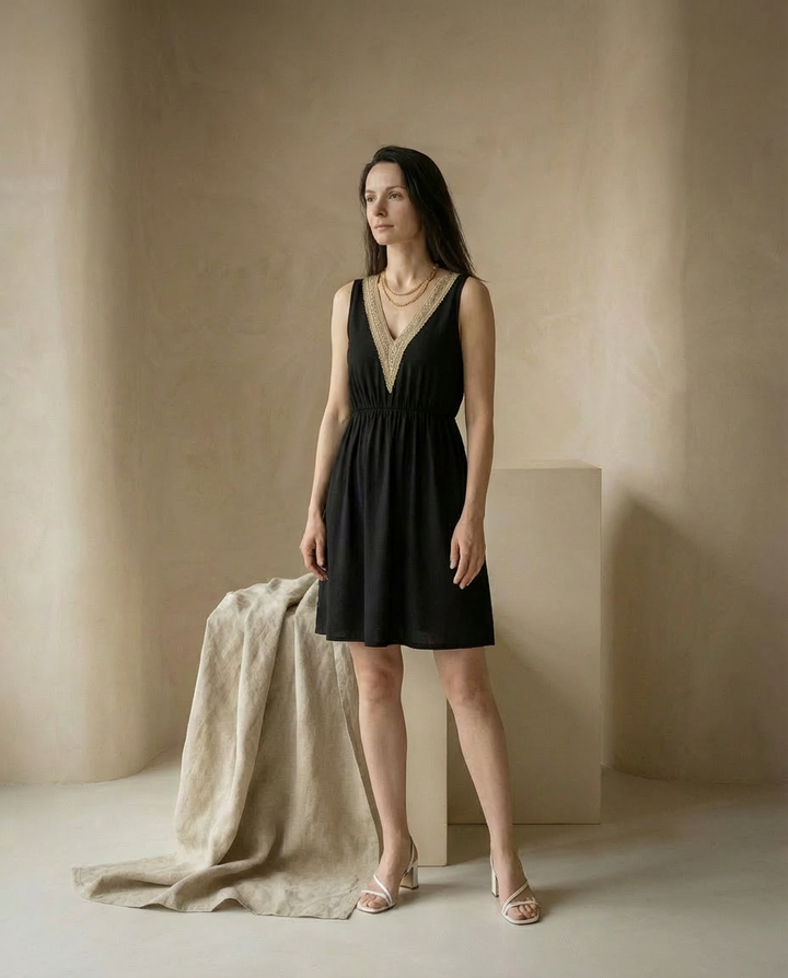 Sukienka Letnia Damska | Luźny Krój | Wygodny Dekolt w V | Na Co Dzień