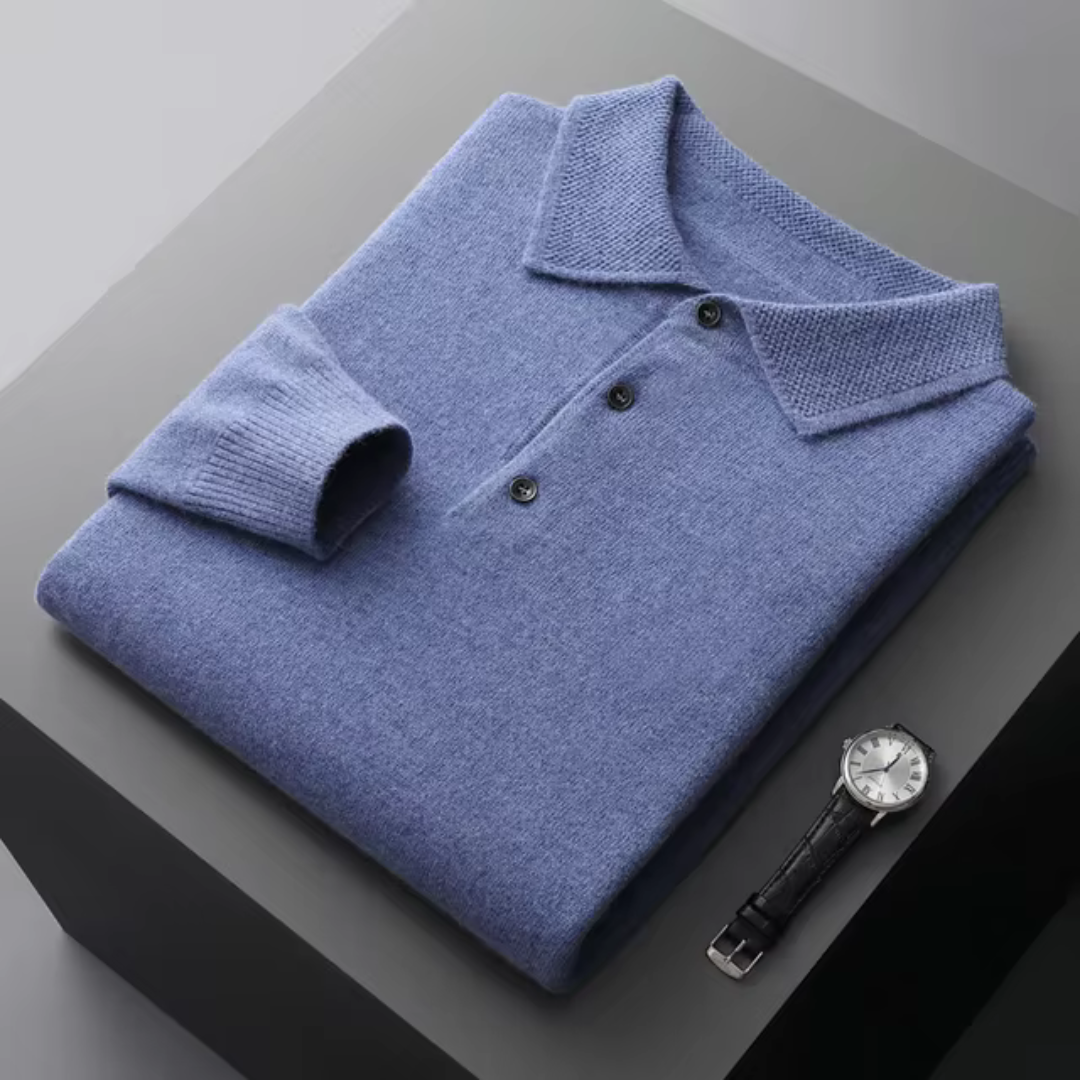 Sweter Męski z Kołnierzykiem Polo | Dzianinowy z Guzikami | Elegancki i Wygodny