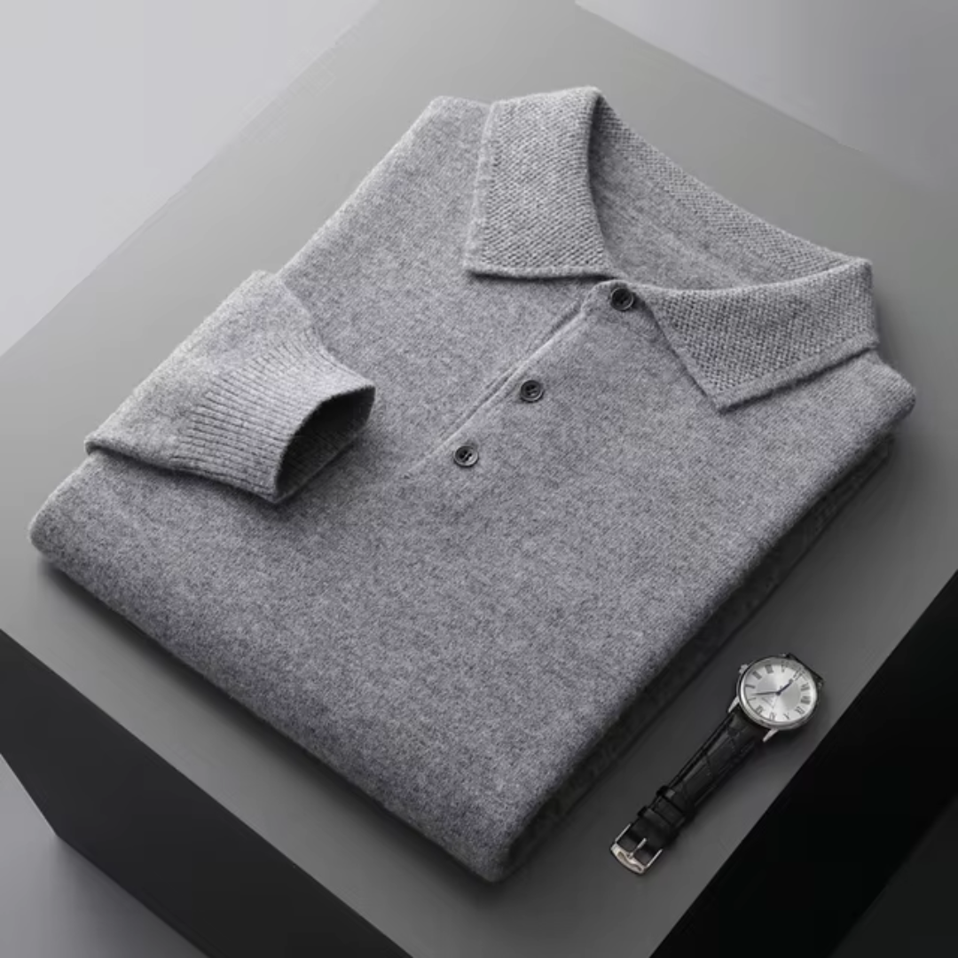 Sweter Męski z Kołnierzykiem Polo | Dzianinowy z Guzikami | Elegancki i Wygodny
