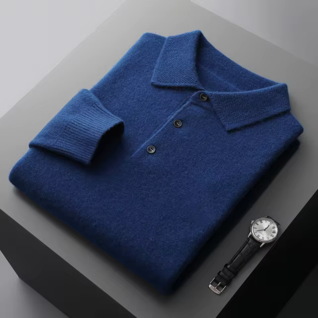 Sweter Męski z Kołnierzykiem Polo | Dzianinowy z Guzikami | Elegancki i Wygodny