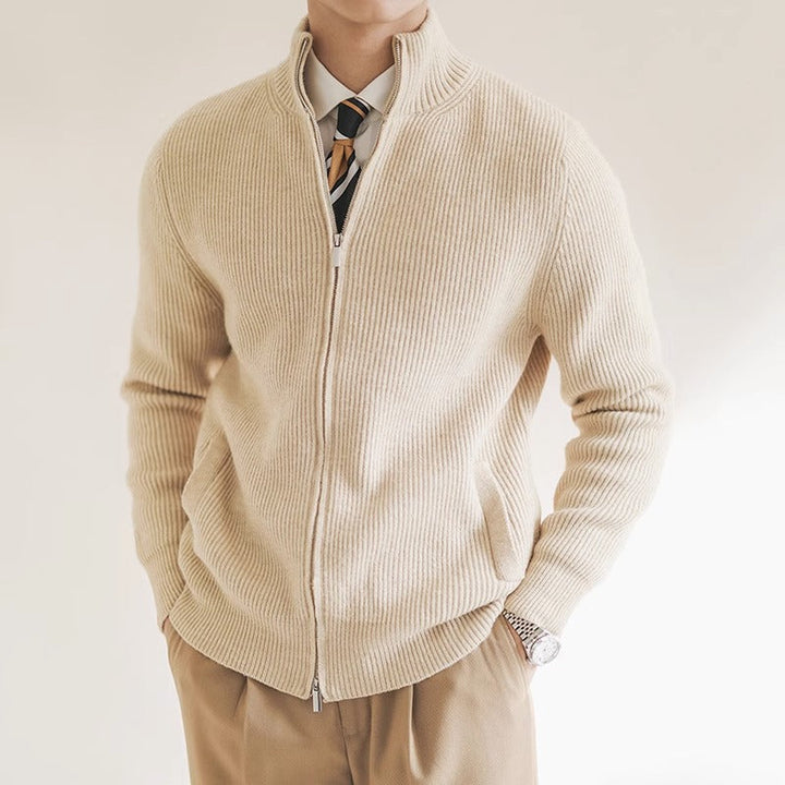 Męski Sweter Rozpinany na Zamek | Klasyczny Dzianinowy Krój | Idealny do Stylizacji Smart Casual