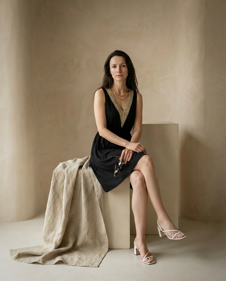 Sukienka Letnia Damska | Luźny Krój | Wygodny Dekolt w V | Na Co Dzień