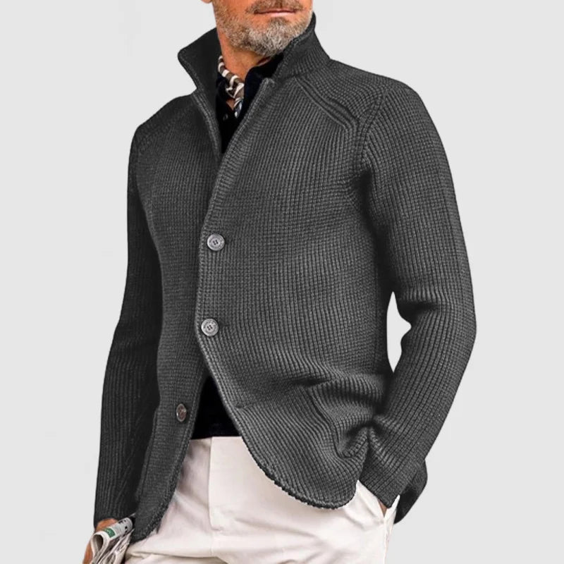 Męski Sweter Zapinany na Guziki | Dzianina Strukturalna | Styl Codzienny i Elegancki