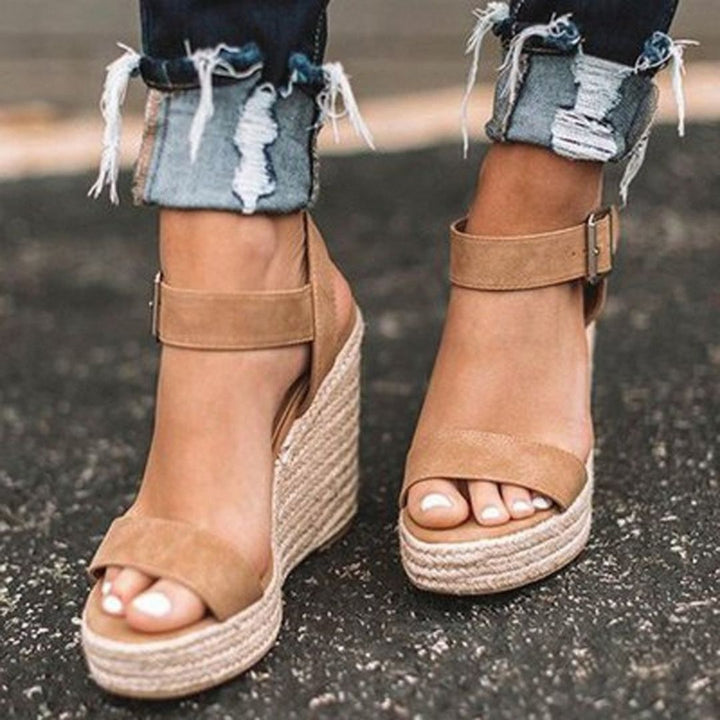 Damskie Sandały na Koturnie | Pasek z Regulacją | Stylowe Buty Letnie na Co Dzień