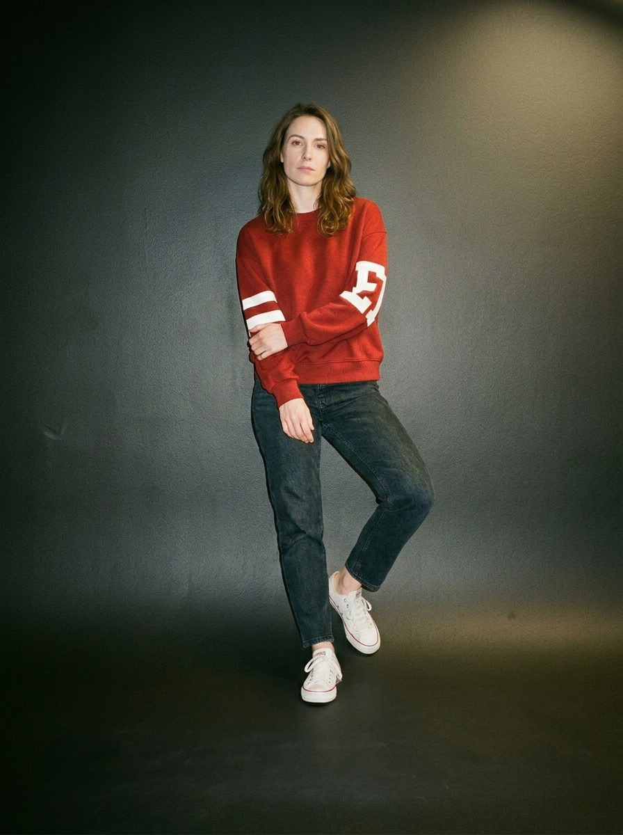 Bluza Oversize z Nadrukiem | Obniżona Linia Ramion | Swobodny Krój i Sportowy Styl