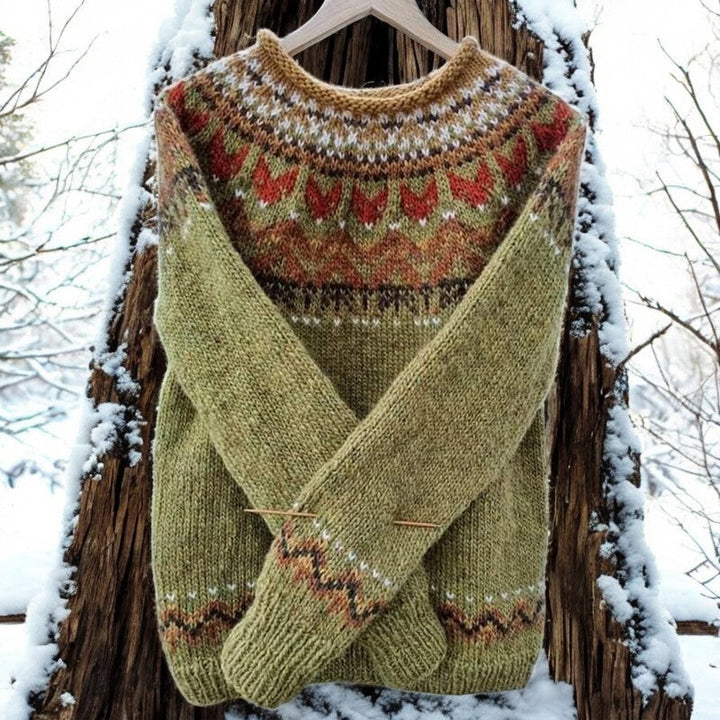 Sweter Wełniany | Wzór Inspirowany Naturą | Miękki i Ocieplający