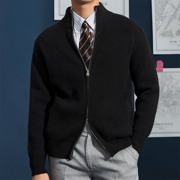 Męski Sweter Rozpinany na Zamek | Klasyczny Dzianinowy Krój | Idealny do Stylizacji Smart Casual