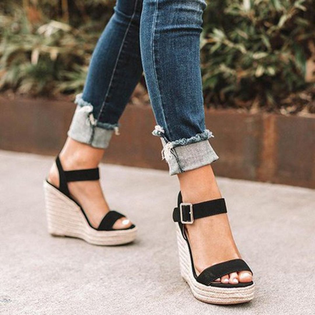 Damskie Sandały na Koturnie | Pasek z Regulacją | Stylowe Buty Letnie na Co Dzień