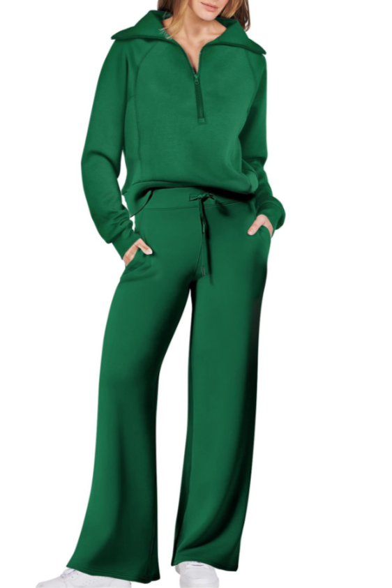 Damski Komplet Dresowy z Rozszerzanymi Nogawkami | Bluza z Półgolfem na Zamek | Elegancki Minimalizm | Wygodny Krój