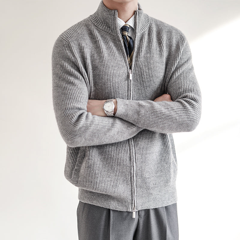 Męski Sweter Rozpinany na Zamek | Klasyczny Dzianinowy Krój | Idealny do Stylizacji Smart Casual