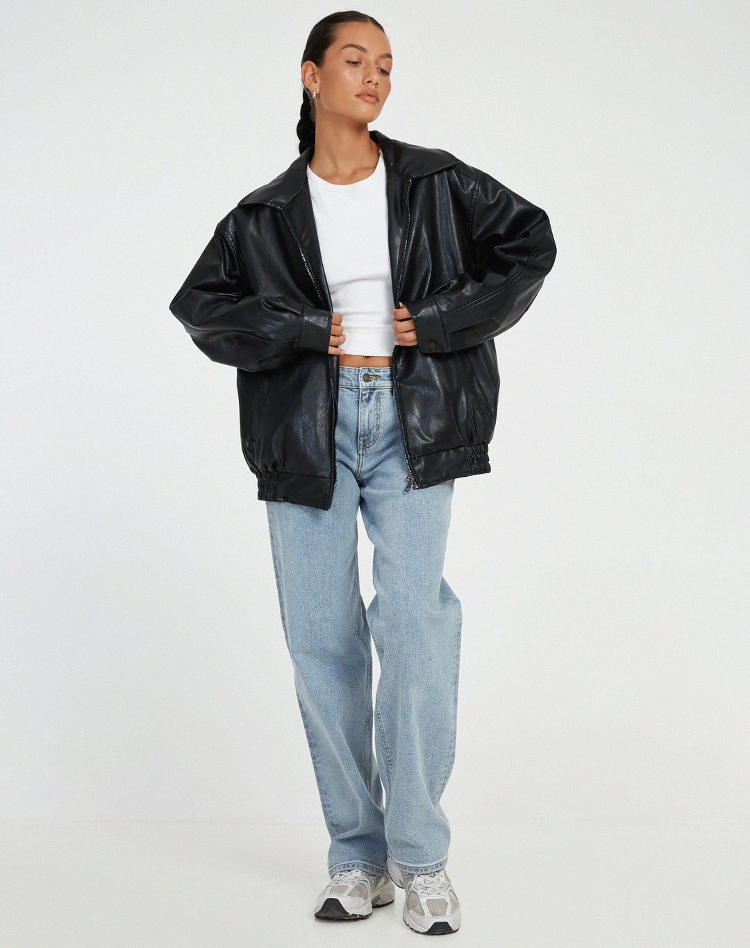Damska Kurtka Oversize | Skórzana ze Stójką | Nowoczesny i Stylowy Look
