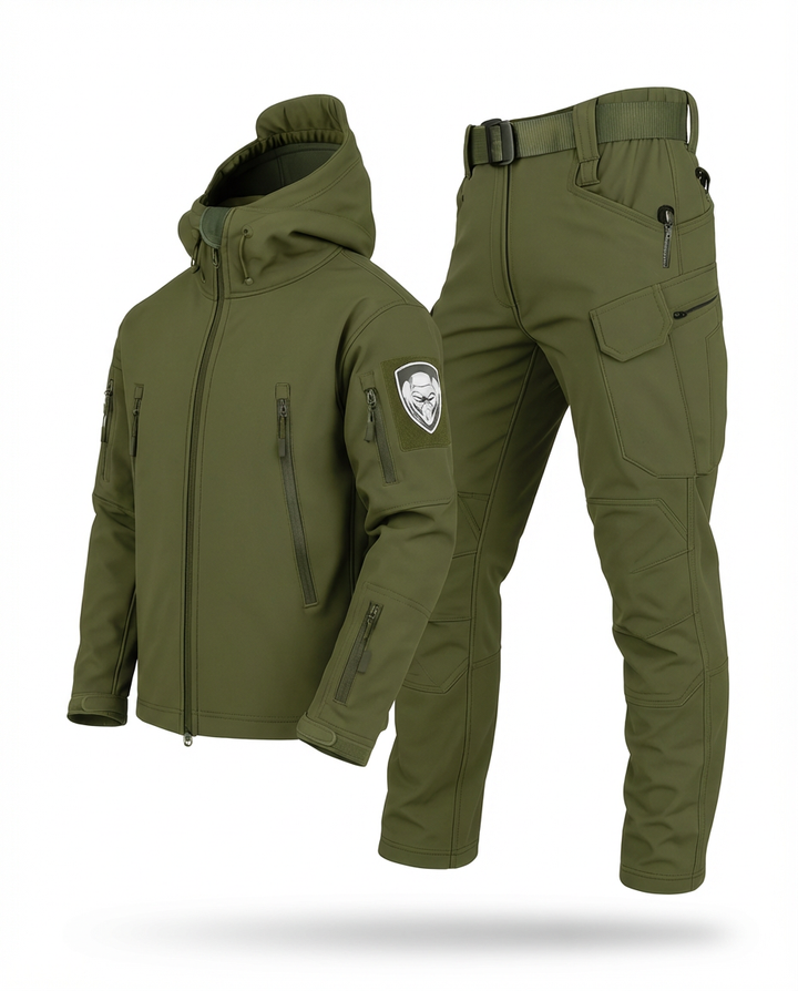 Męski Zestaw Taktyczny | Kurtka z Kapturem, Spodnie Bojówki, Wodoodporne - 6