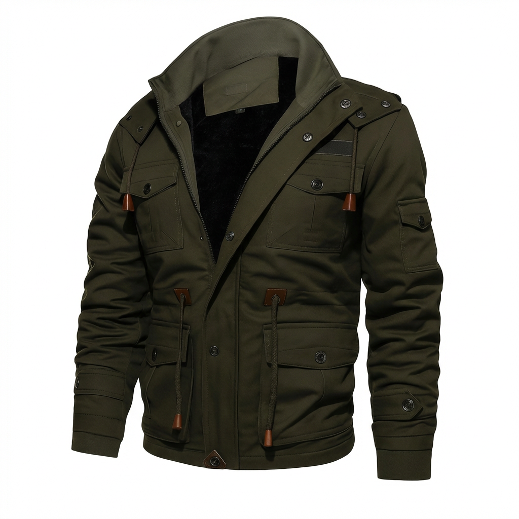 Męska Kurtka Wojskowa z Podszewką | Kieszenie Wielofunkcyjne | Styl Użytkowy - 10
