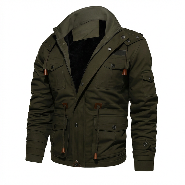Męska Kurtka Wojskowa z Podszewką | Kieszenie Wielofunkcyjne | Styl Użytkowy - 10