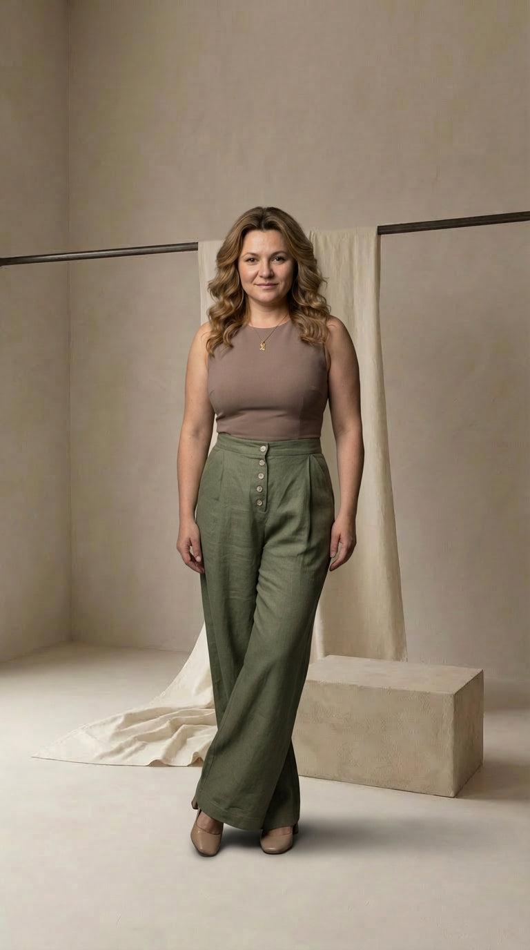 Spodnie Palazzo Palazzo Spodnie | Luźny Krój | Detale Zapinane na Guziki | Na Lato