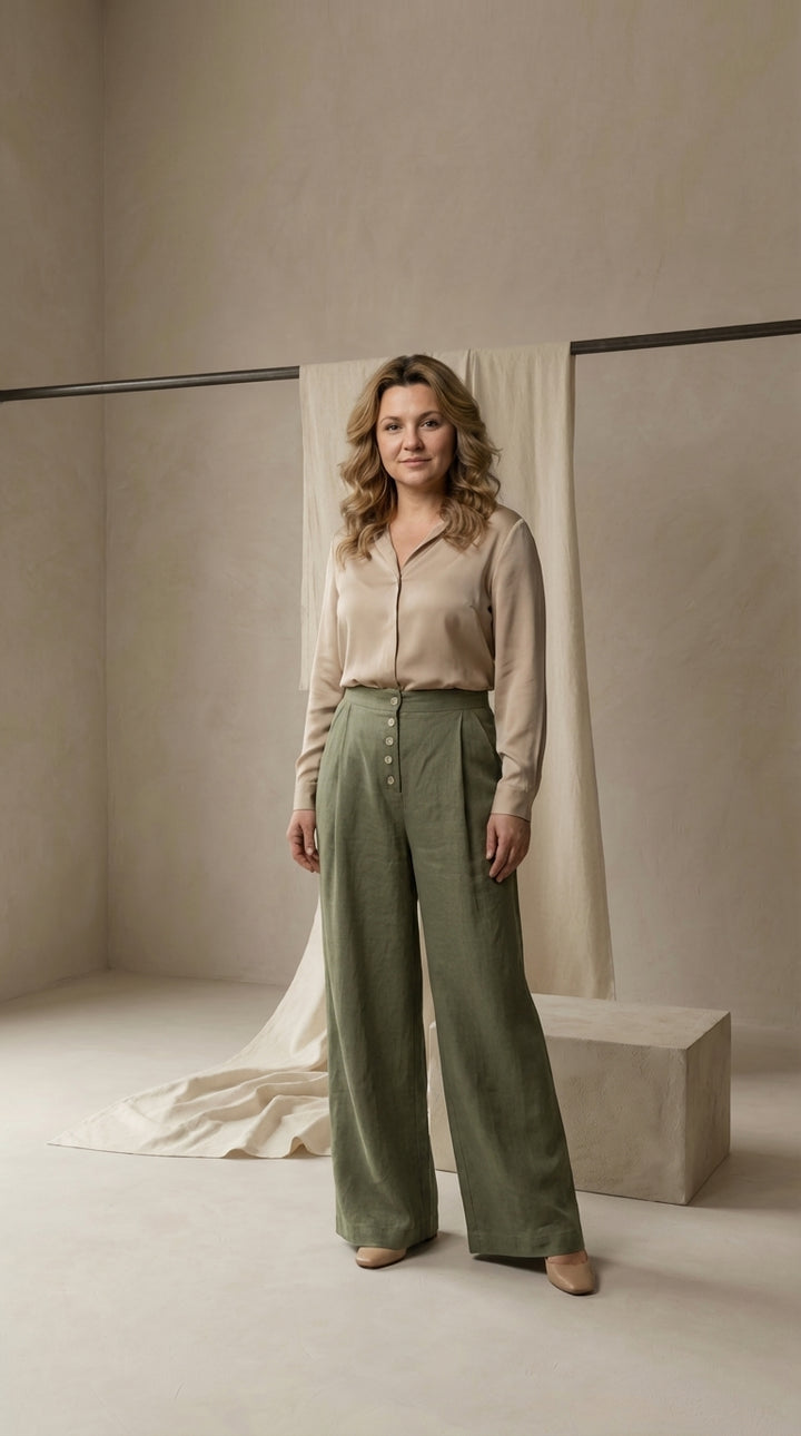 Spodnie Palazzo Palazzo Spodnie | Luźny Krój | Detale Zapinane na Guziki | Na Lato