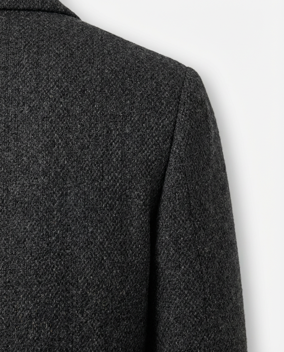 Komplet z Ciemnego Denimu | Koszula i Spodnie | Podkreślona Talia i Prosty Krój