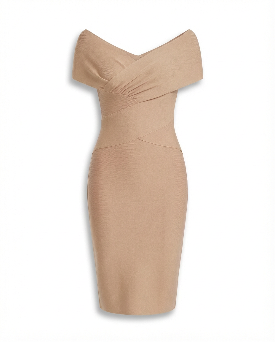 Sukienka Koktajlowa Sukienki Koktajlowe | Dopasowany Krój | Dekolt w Kształcie V | Na Wyjścia