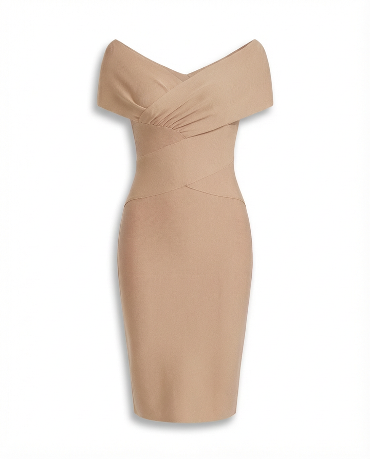 Sukienka Koktajlowa Sukienki Koktajlowe | Dopasowany Krój | Dekolt w Kształcie V | Na Wyjścia