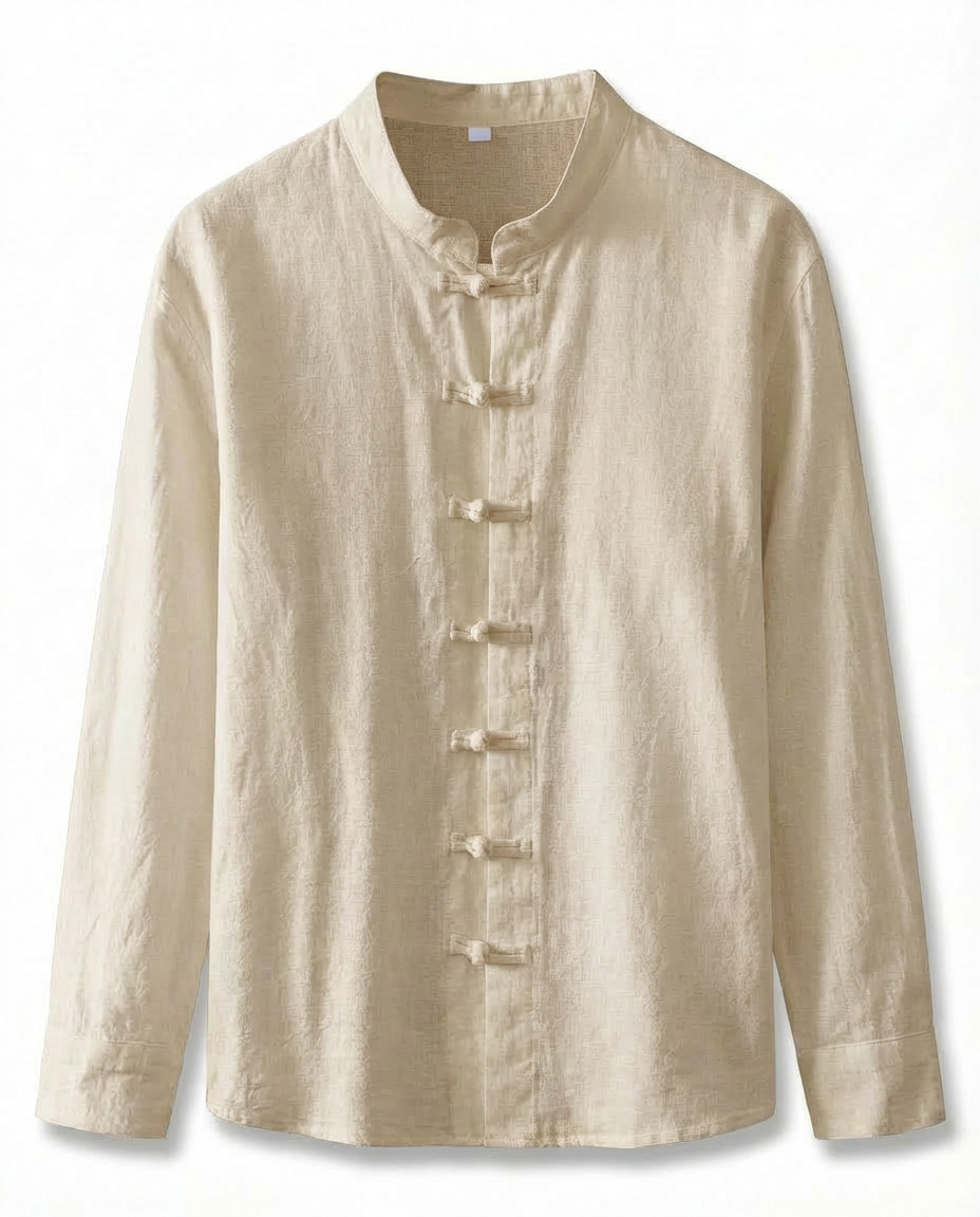 Koszula Męska Tradycyjna Koszula Lniana Męska | Regularny Krój | Oddychająca Tkanina | Na Co Dzień