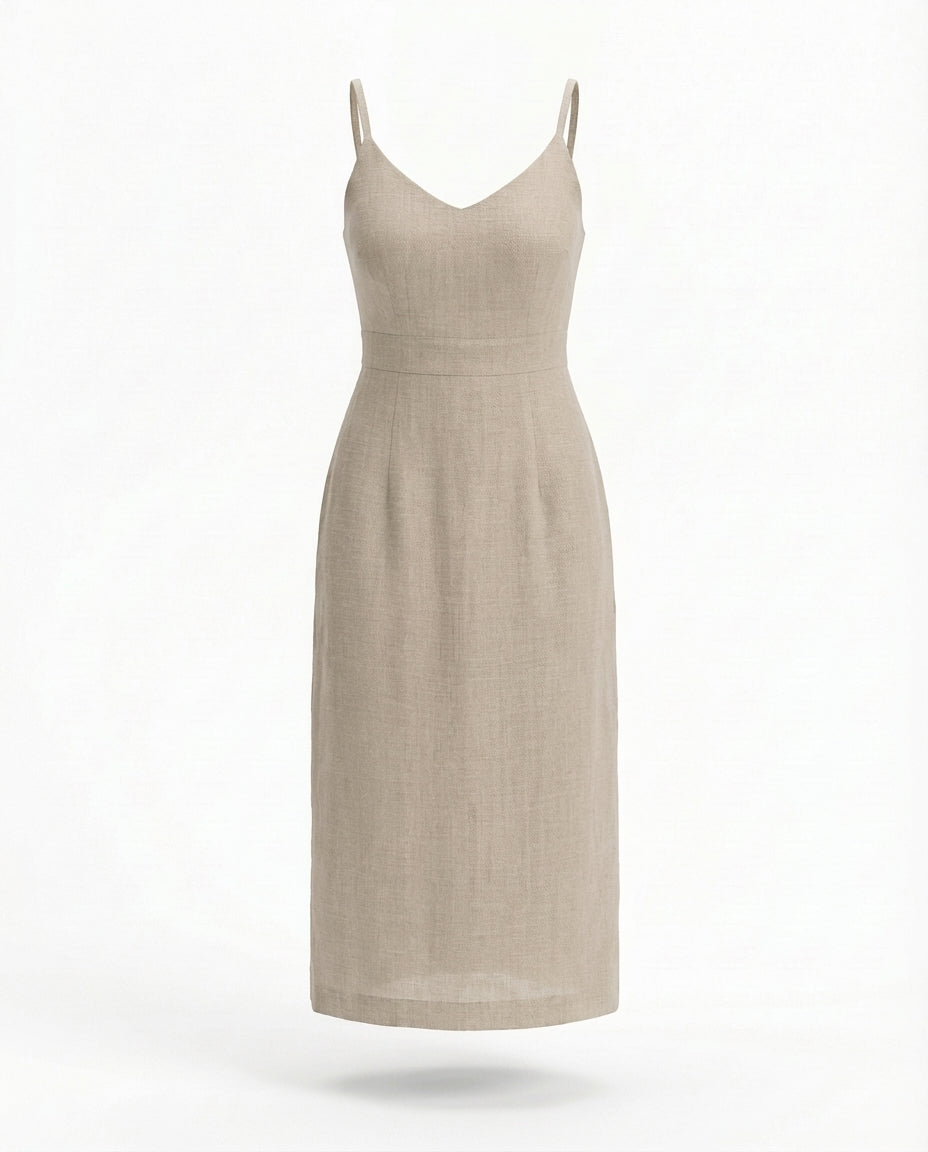 Sukienka Damska Letnia Elegancka | Krój w Kształcie Litery A | Wycięcie na Plecach | Na Co Dzień