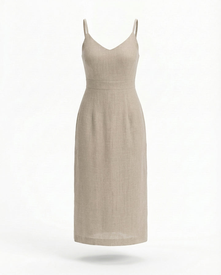 Sukienka Damska Letnia Elegancka | Krój w Kształcie Litery A | Wycięcie na Plecach | Na Co Dzień