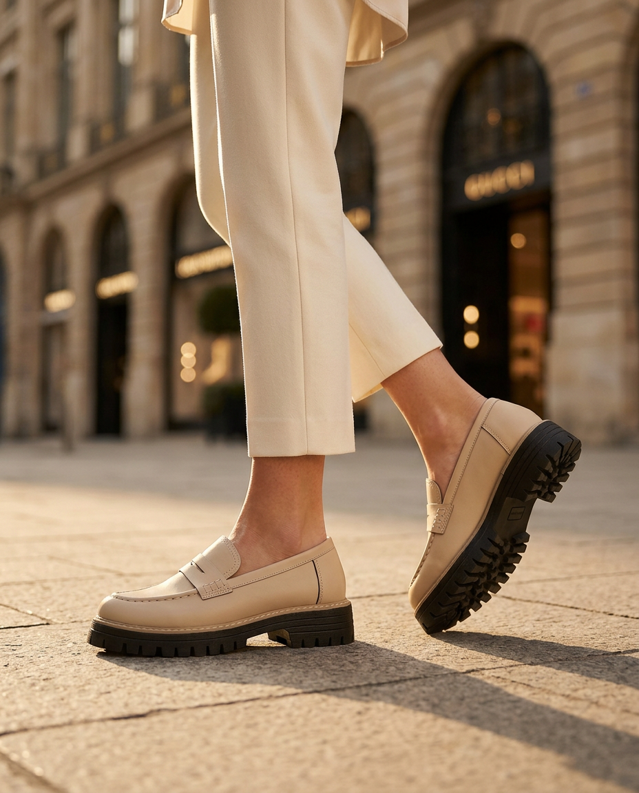 Mokasyny Damskie Mokasyny Na Platformie | Wsuwany Krój | Gruba Podeszwa | Na Co Dzień