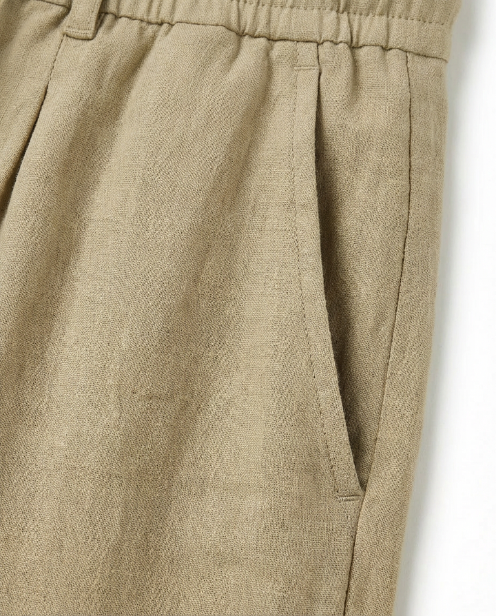 Lniane szerokie spodnie męskie | Wygodny krój | Regulowany pas | Na co dzień