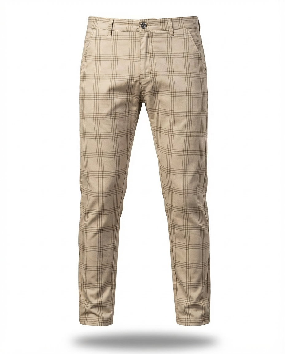 Spodnie Męskie Spodnie w Kratę | Luźny Krój | Wygodny Materiał | Na Co Dzień