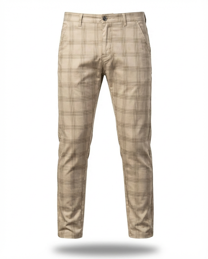 Spodnie Męskie Spodnie w Kratę | Luźny Krój | Wygodny Materiał | Na Co Dzień