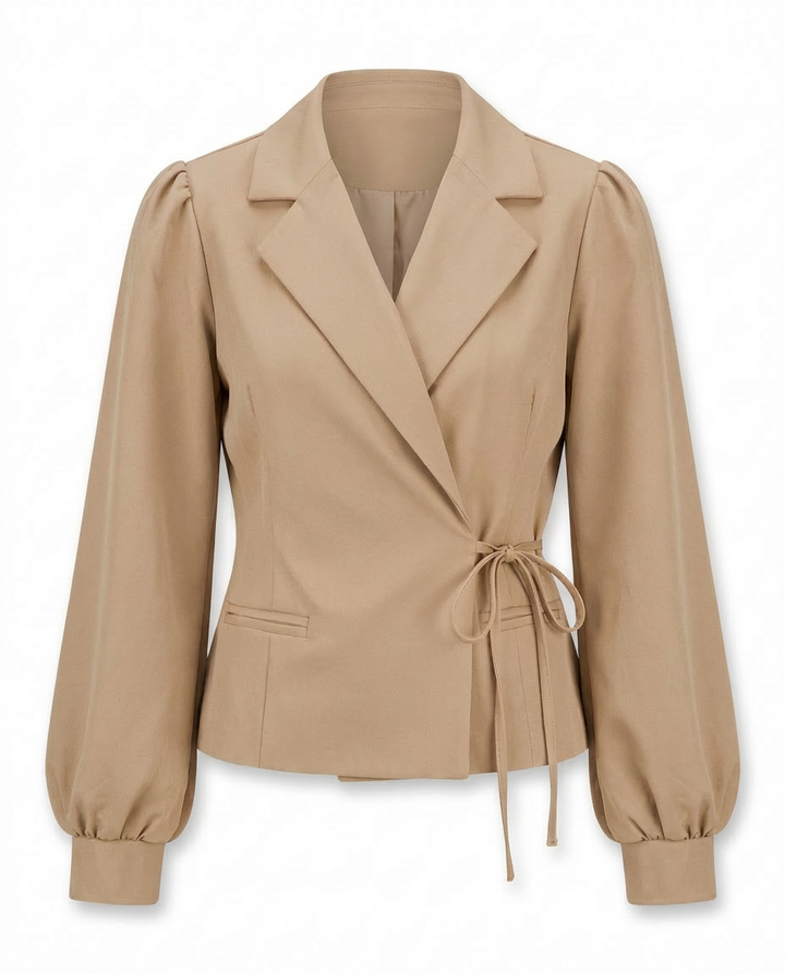 Marynarka Damska Marynarki Damskie | Dopasowany Krój | Wiązany Pasek | Do Pracy i Na Co Dzień