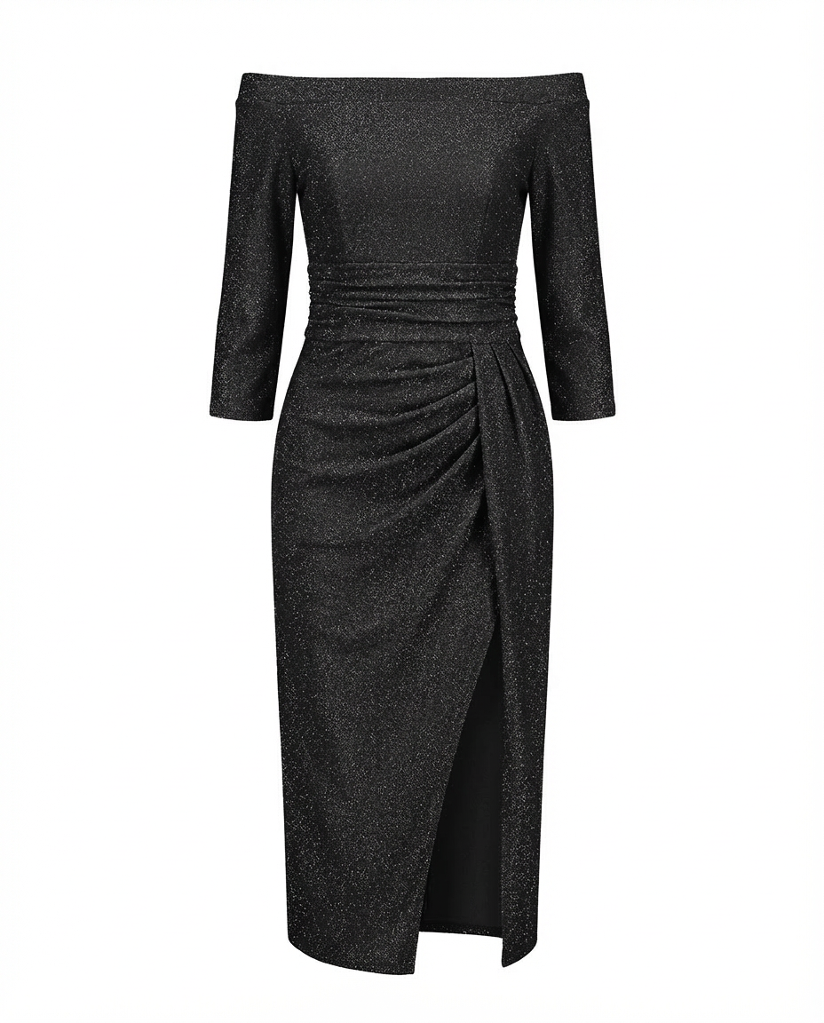 Sukienka Damska Elegancka w Gwiazdki | Dopasowany Krój | Wszechstronny Styl | Na Co Dzień i Na Wyjścia