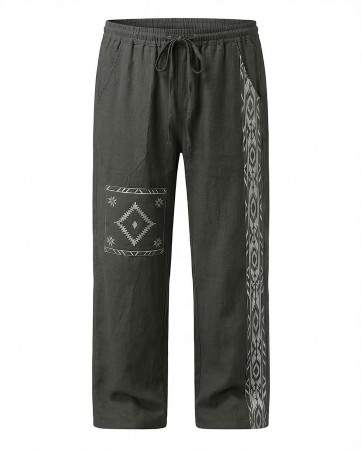 Spodnie męskie w stylu boho | Luźny krój | Wzory etniczne | Swobodne