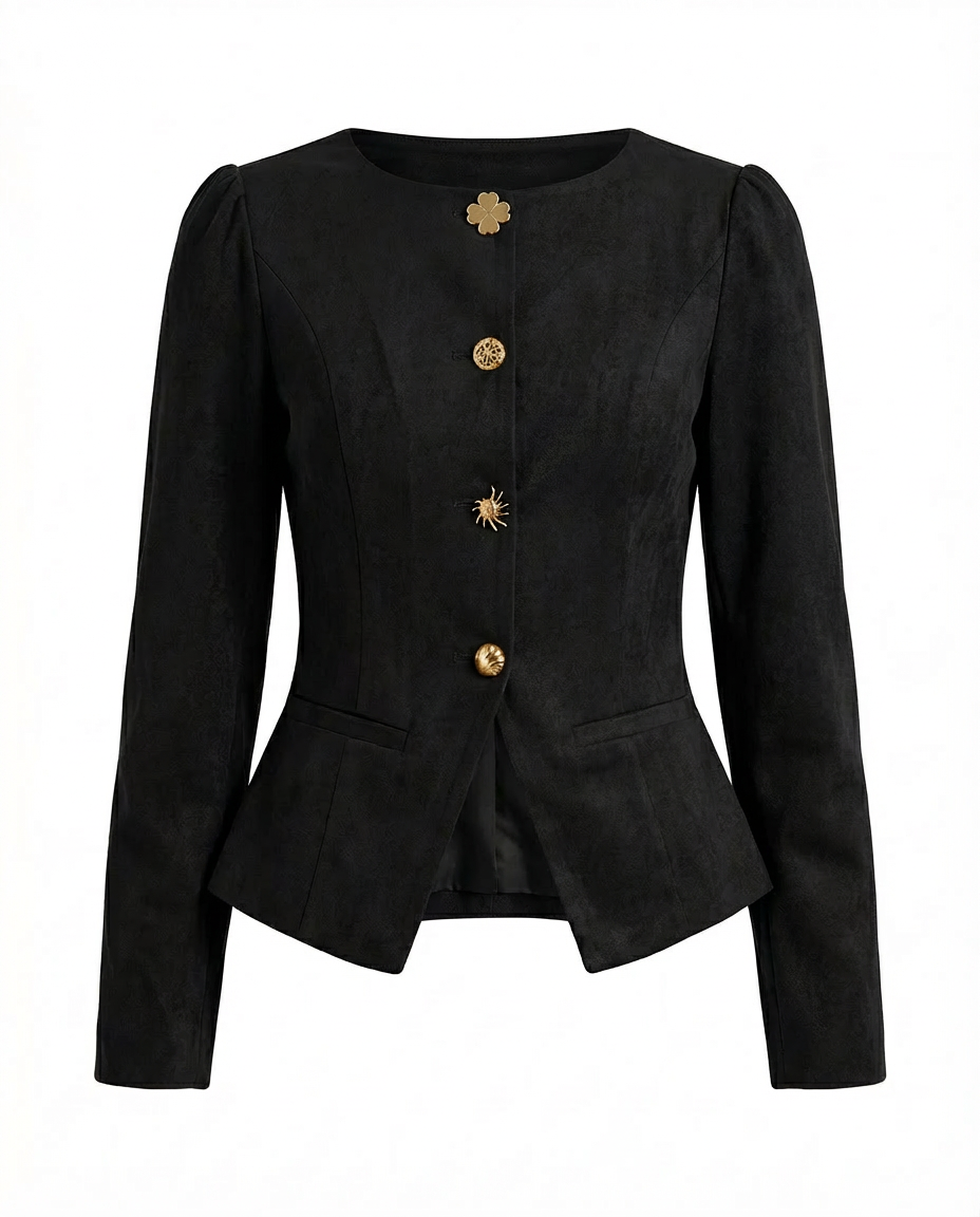 Kurtka Damska Wiosenna | Regularny Krój | Metalowe Guziki | Na Co Dzień