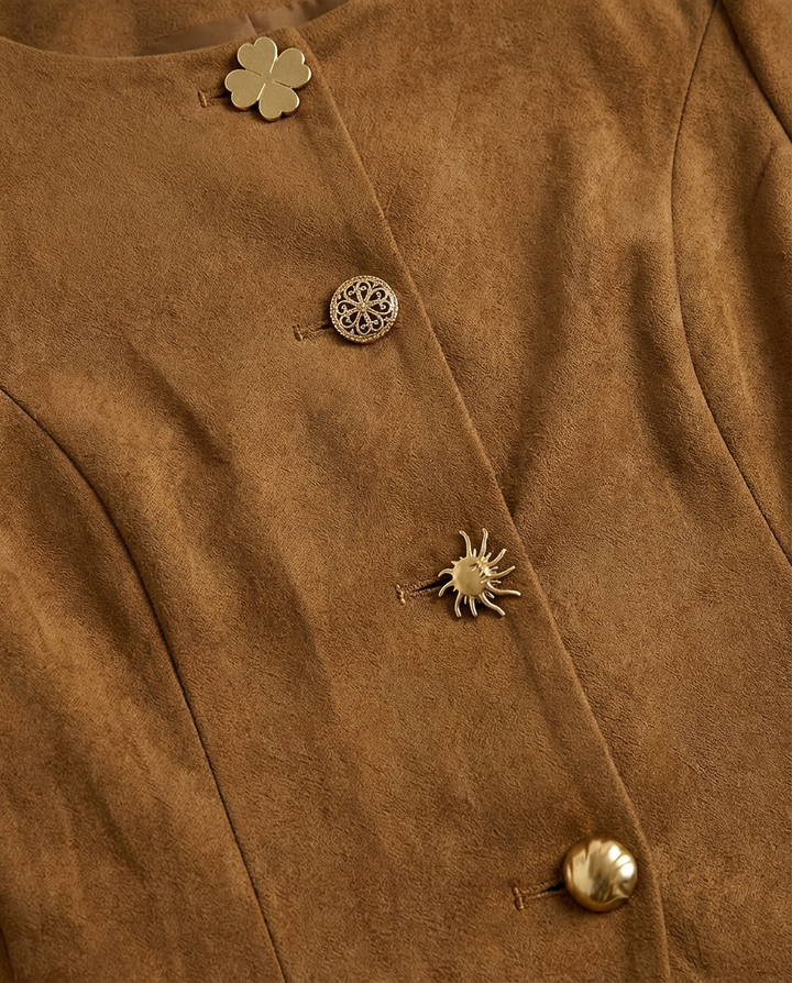 Kurtka Damska Wiosenna | Regularny Krój | Metalowe Guziki | Na Co Dzień