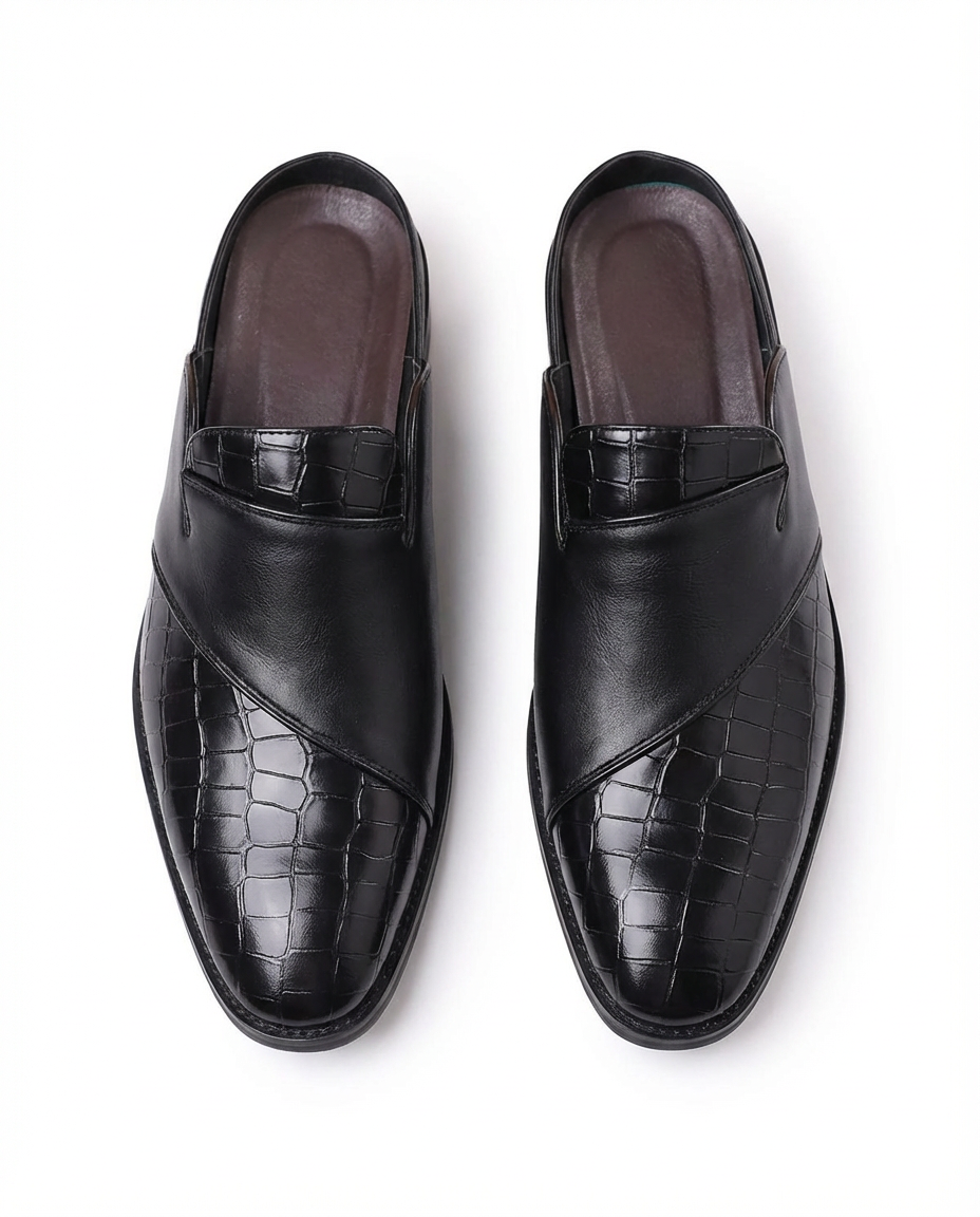 Buty Mule Męskie Stylowe | Wsuwana Konstrukcja | Teksturowana Cholewka | Na Wiosnę i Lato