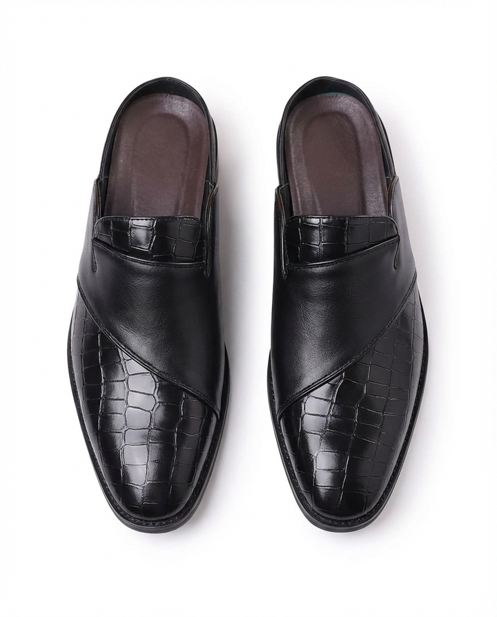 Buty Mule Męskie Stylowe | Wsuwana Konstrukcja | Teksturowana Cholewka | Na Wiosnę i Lato