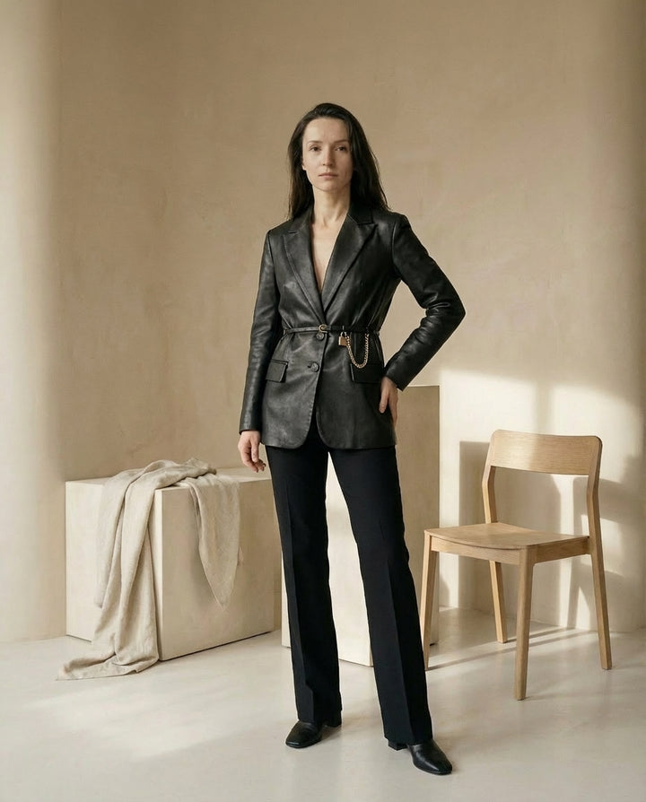 Marynarka Damska Elegancka | Dopasowany Krój | Zapięcie na Guziki | Do Pracy i Na Co Dzień