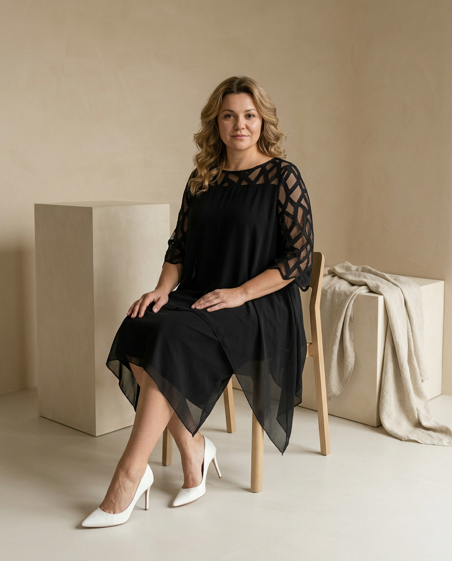 Sukienka Damska Midi Kwiatowa | Luźny Krój | Koronkowe Rękawy | Na Co Dzień