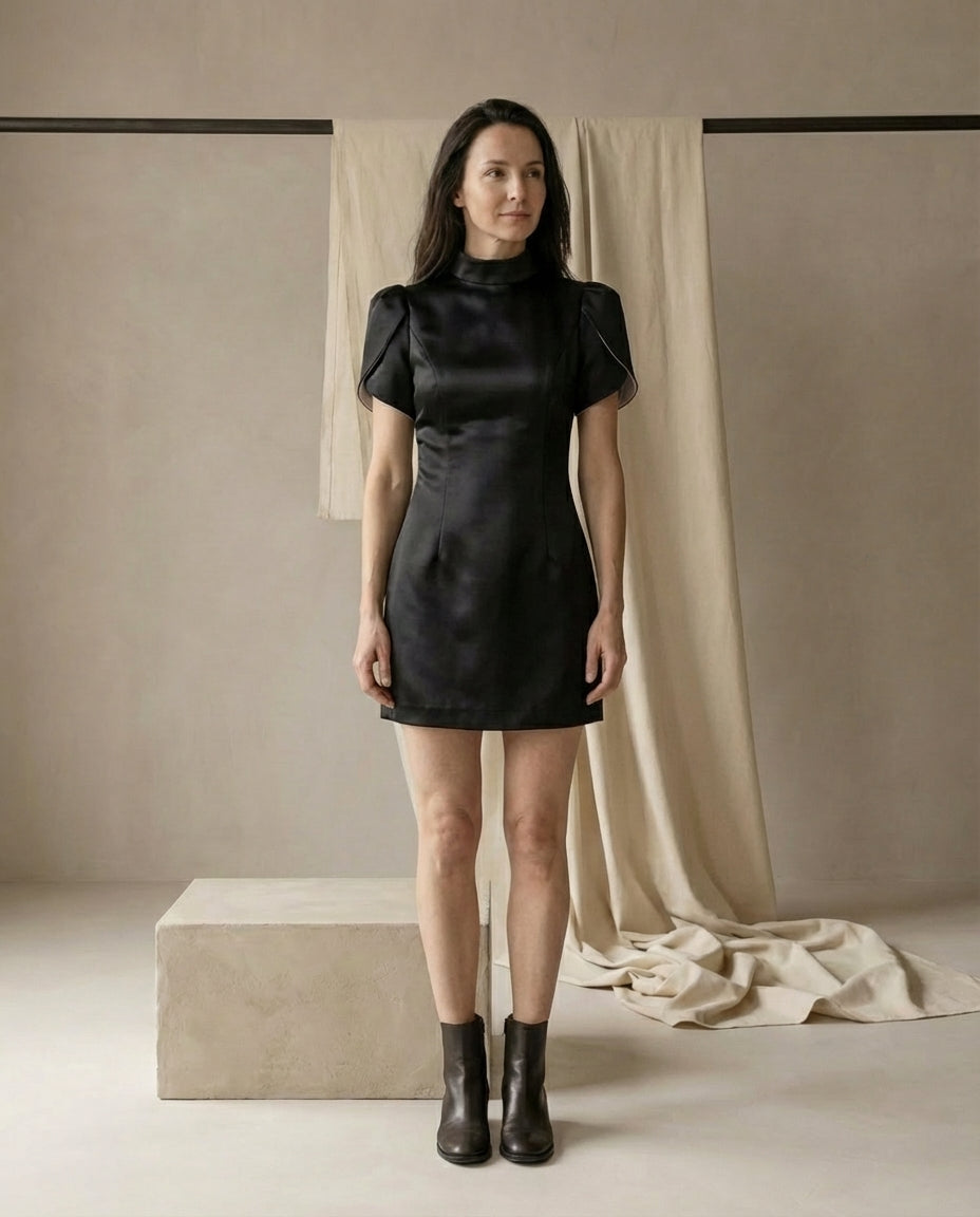 Sukienka Damska Mini Elegancka | Dopasowany Krój | Odkryte Plecy | Na Wieczór i Specjalne Okazje