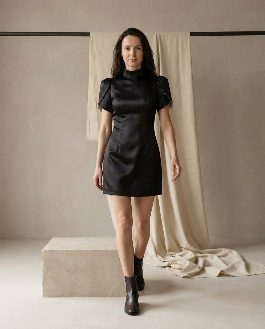 Sukienka Damska Mini Elegancka | Dopasowany Krój | Odkryte Plecy | Na Wieczór i Specjalne Okazje