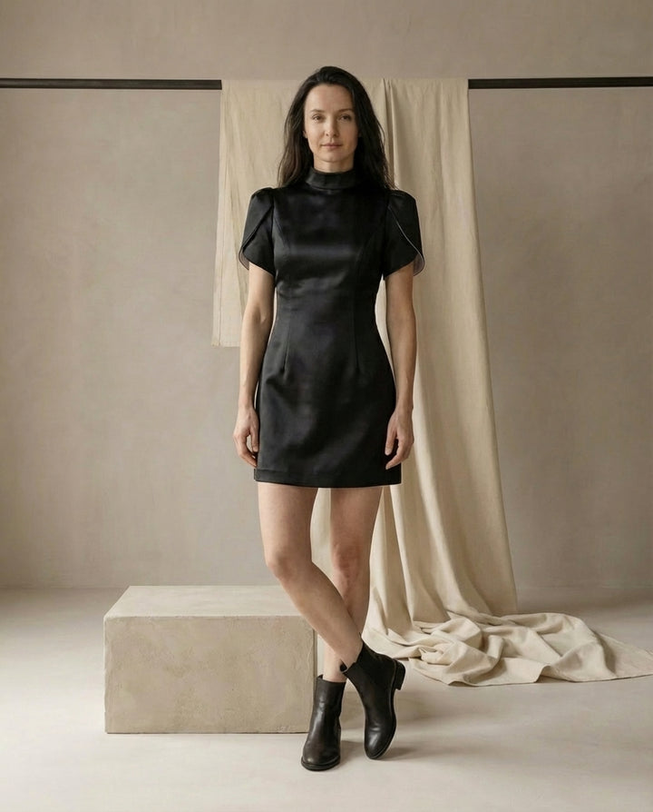 Sukienka Damska Mini Elegancka | Dopasowany Krój | Odkryte Plecy | Na Wieczór i Specjalne Okazje