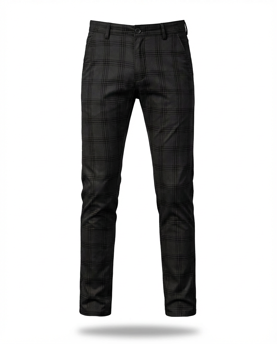 Spodnie Męskie Spodnie w Kratę | Luźny Krój | Wygodny Materiał | Na Co Dzień