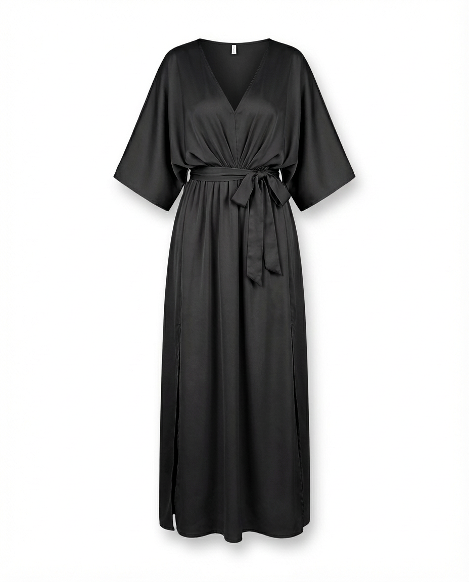 Sukienka na Wesele Damska Elegancka | Luźny Krój | Wysokie Rozcięcie | Na Wiosnę i Lato