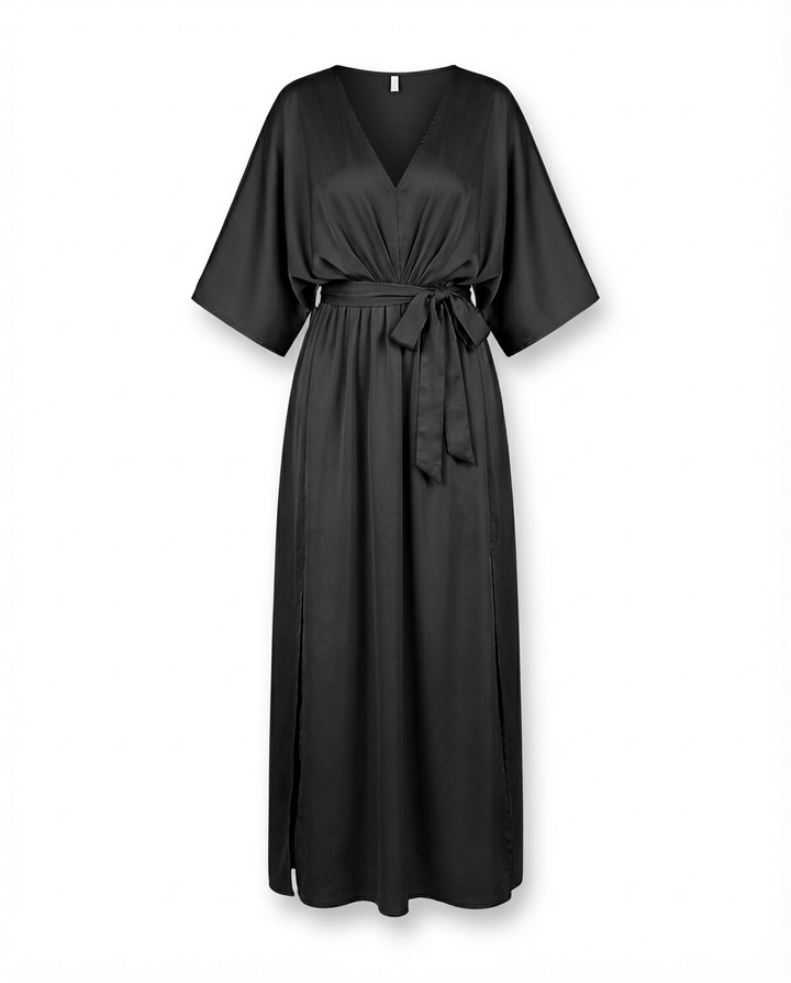 Sukienka na Wesele Damska Elegancka | Luźny Krój | Wysokie Rozcięcie | Na Wiosnę i Lato