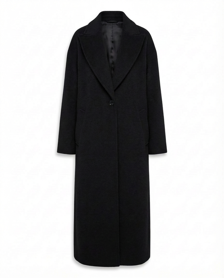 Płaszcz Damski Długi Elegancki | Klasyczny Krój | Ciepły Materiał | Na Zimę