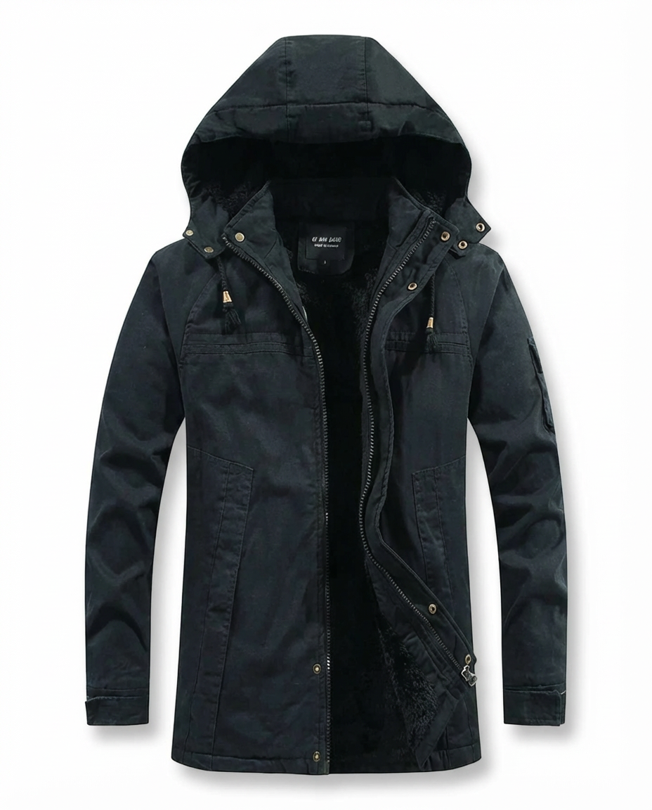 Męska Kurtka z Kapturem | Podszyta i Wiatroodporna | Klasyczny Krój - 9