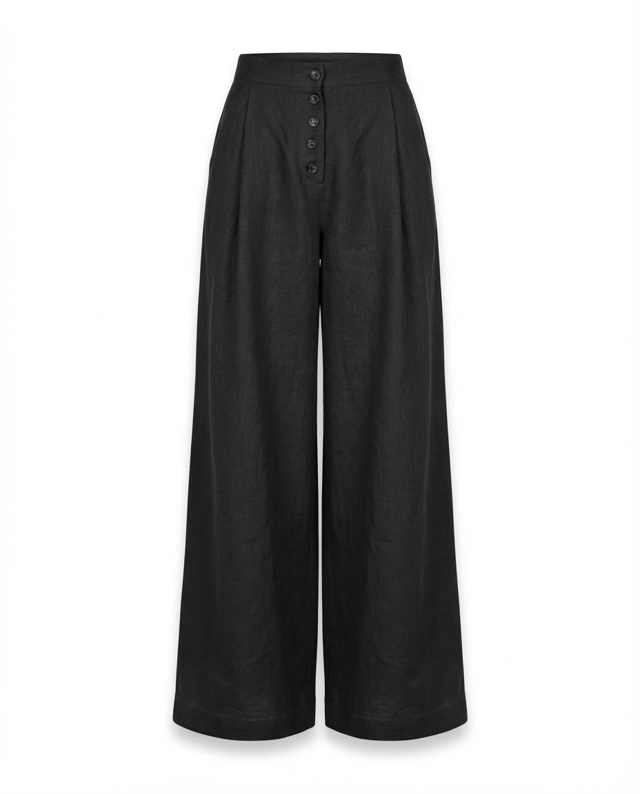 Spodnie Palazzo Palazzo Spodnie | Luźny Krój | Detale Zapinane na Guziki | Na Lato