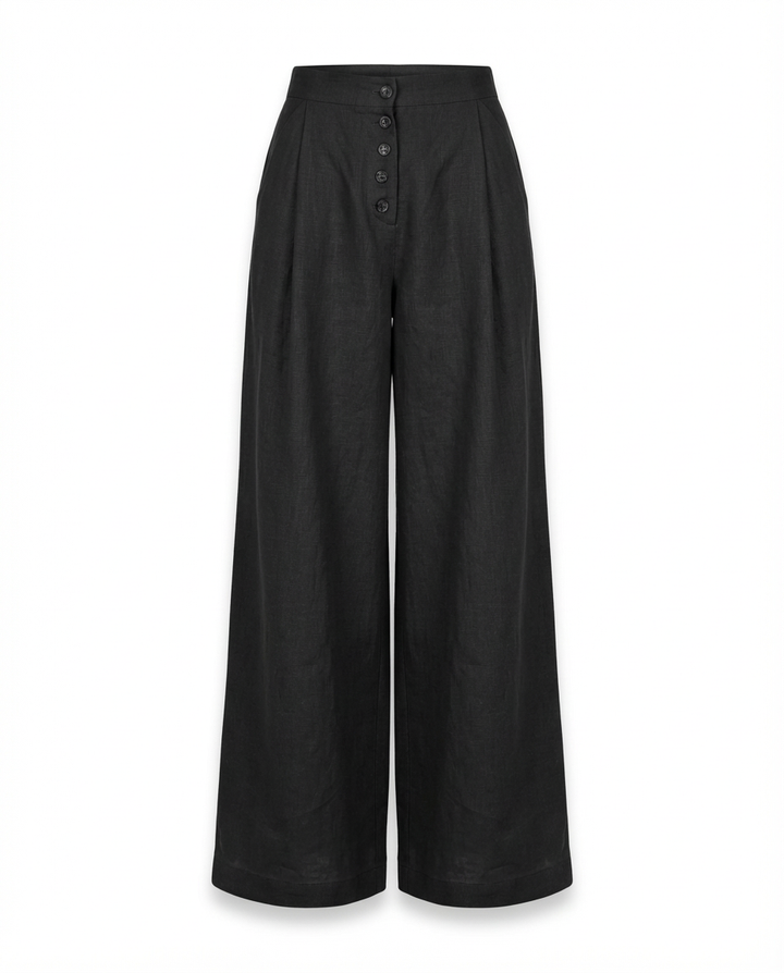 Spodnie Palazzo Palazzo Spodnie | Luźny Krój | Detale Zapinane na Guziki | Na Lato