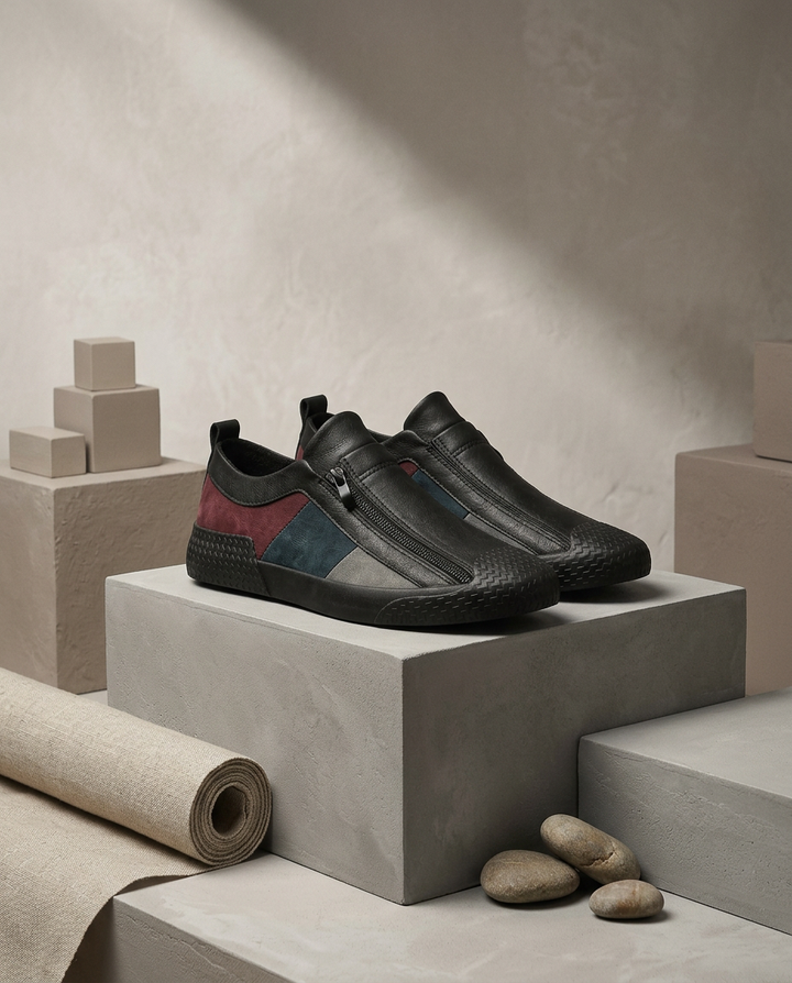 Klapki Męskie Klasyczne Skórzane | Wygodny Krój | Teksturowana Podeszwa | Na Co Dzień